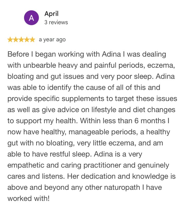 Google review from April, 5 stars
