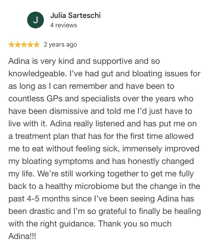 Google review from Julia, 5 stars