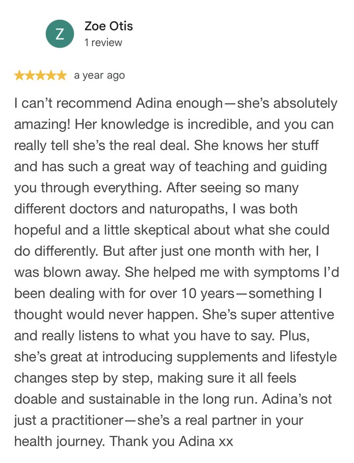 Google review from Zoe, 5 stars