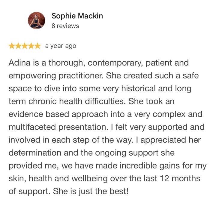 Google review from Sophie, 5 stars
