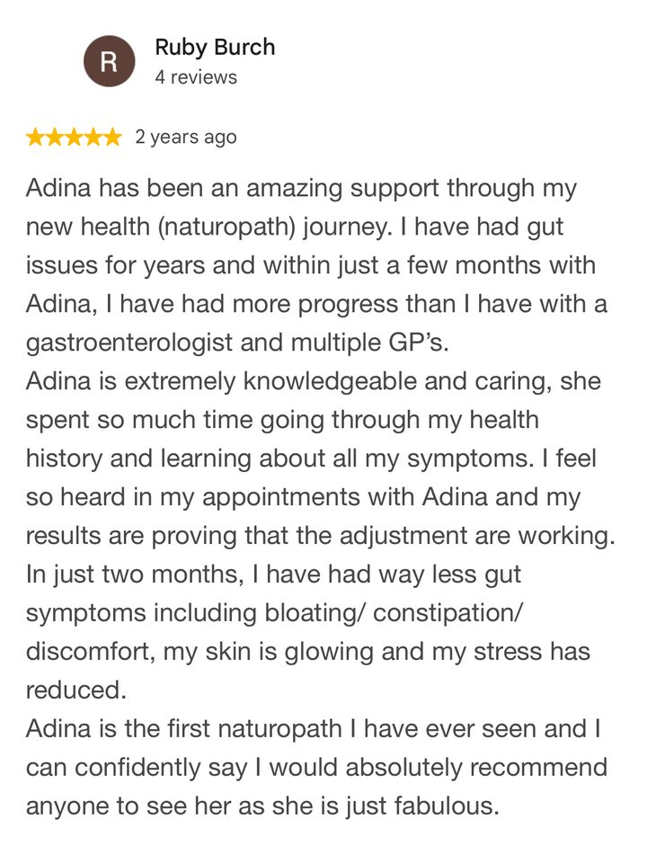 Google review from Ruby, 5 stars