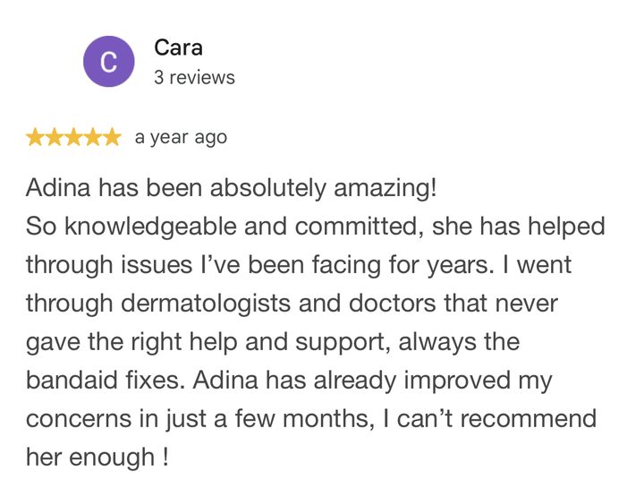 Google review from Cara, 5 stars